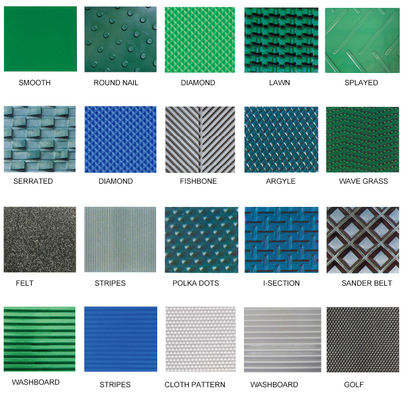 ซื้อ สายพานลำเลียงรูปแบบ PVC ทนต่อการสึกหรอสายพานลำเลียงด้านบนขรุขระสีเขียว / ดำ / น้ำเงินมีให้เลือกหลายสี online manufacture