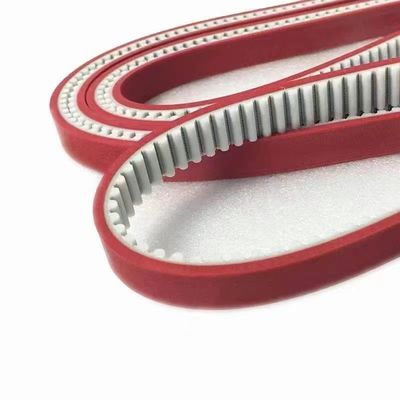 T5 / T10 สี่เหลี่ยมคางหมูดึงลงฟันที่ดีที่สุดยาง Timing Belt เข็มขัดเคลือบสีแดงที่มีการเคลือบ