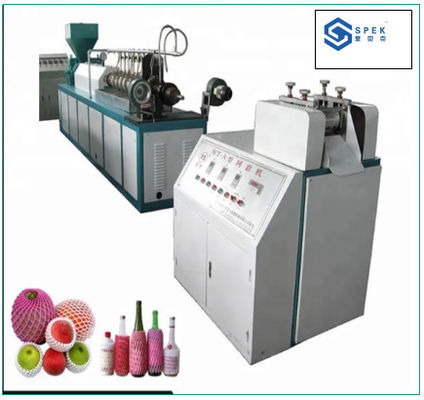เครื่องผลิตพลาสติกเปลือก EPE Foam Net Extruder สําหรับผลไม้ ผัก ดอกกุหลาบ ขวดไวน์