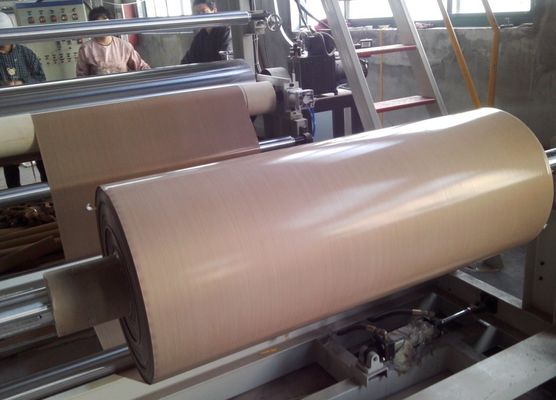 ผ้าทอไฟเบอร์กลาสเคลือบเทฟล่อนธรรมดาสีน้ำตาลทำความสะอาดง่าย